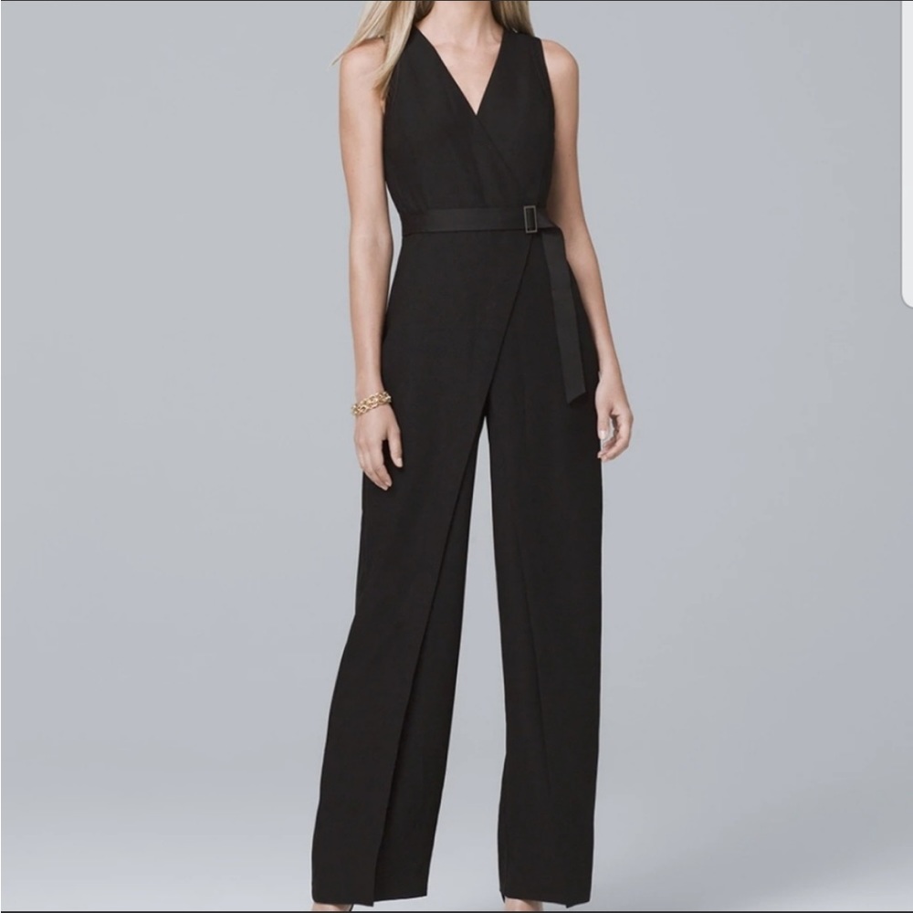 White House Black Market Black Crepe Wide-Leg Jumpsuit